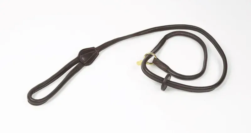 Shires Digby and Fox Rolled Leather Slip Lead in Brown