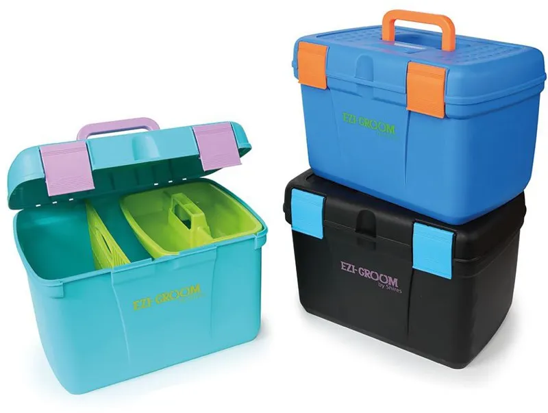 Shires Ezi Groom Deluxe Tack Box in Bright Blue and Green-1