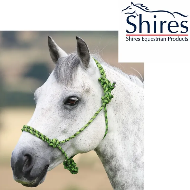 Shires Rope Control Headcollar in Lime and Black