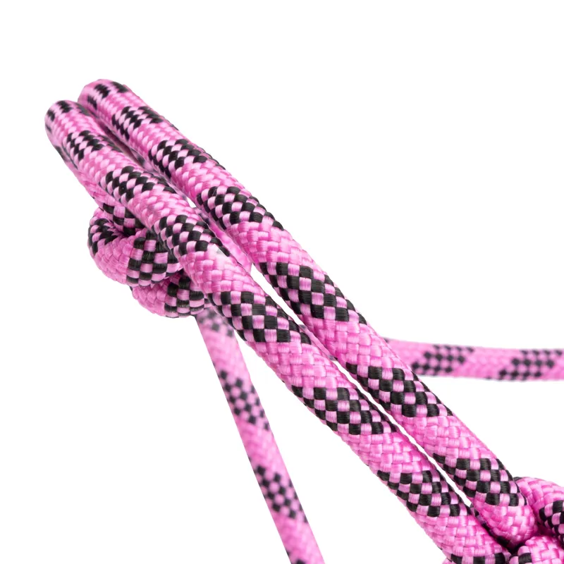 Shires One Size Rope Control Headcollar In Pink/Black-6