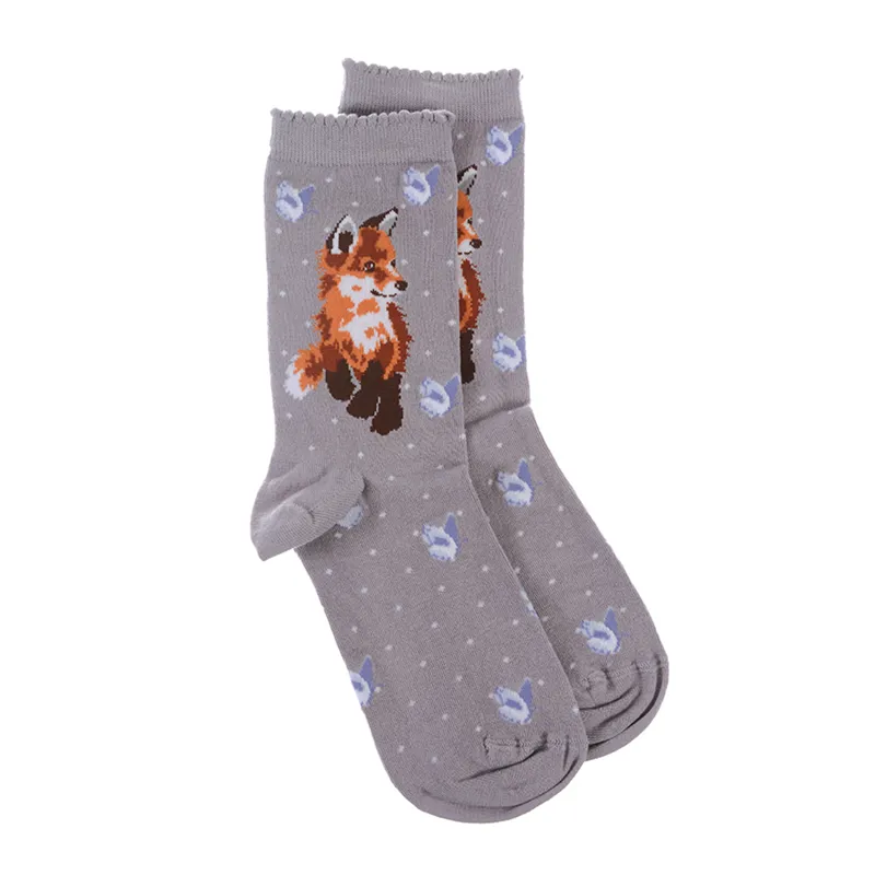 Wrendale Designs Women's Socks Born To Be Wild In Grey -1