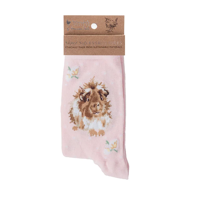 Wrendale Designs Grinny Pig Women's Socks in Pink