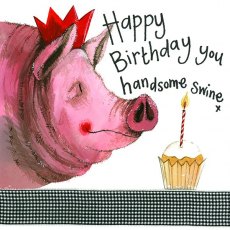 Alex Clark Handsome Swine Birthday Card