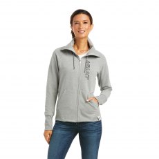 Ariat Ladies Team Logo Full Zip Sweatshirt Heather Grey 