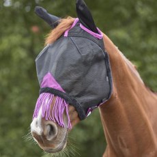 WeatherBeeta ComFiTec Deluxe Durable Mesh Mask with Ears and Tassels Black/Purple