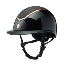 Charles Owen Kylo Riding Hat Wide Peak Sparkly Black Gloss/Rose Gold