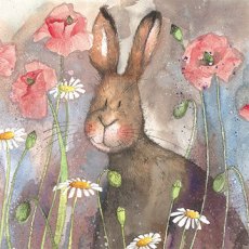 Alex Clark Hare and Poppies Blank Card
