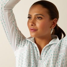 Ariat Womens Sunstopper 3.0 1/4 Zip Baselayer Beach Glass Print Ariat Womens Sunstopper 3.0 1/4 Zip Baselayer Beach Glass Print