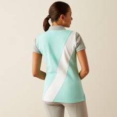Ariat Womens Taryn Short Sleeve Polo Beach Glass/Electric Green