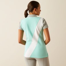Ariat Womens Taryn Short Sleeve Polo Beach Glass/Electric Green Ariat Womens Taryn Short Sleeve Polo Beach Glass/Electric Green