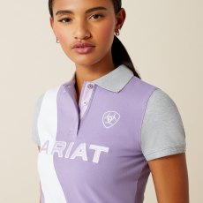 Ariat Womens Taryn Short Sleeve Polo Chalk Violet/Orchid Bloom