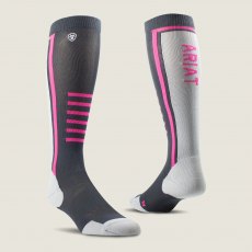Ariat Slimline Performance Socks Ebony/Pink
