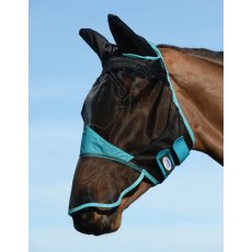 WeatherBeeta ComFitec Fine Mesh Fly Mask Nose and Ears Black/Turquoise