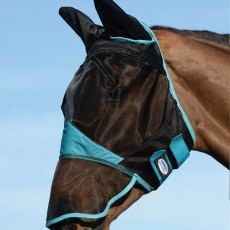 WeatherBeeta ComFitec Fine Mesh Fly Mask Nose and Ears Black/Turquoise