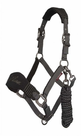 LeMieux Vogue Headcollar and Leadrope Black/Grey LeMieux Vogue Headcollar and Leadrope Black/Grey