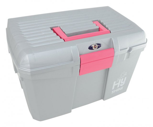 HY Range HyShine Tack Box Silver/Raspberry