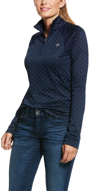 Ariat Riding Apparel Ariat Ladies Sunstopper 1/4 Zip Navy Dot