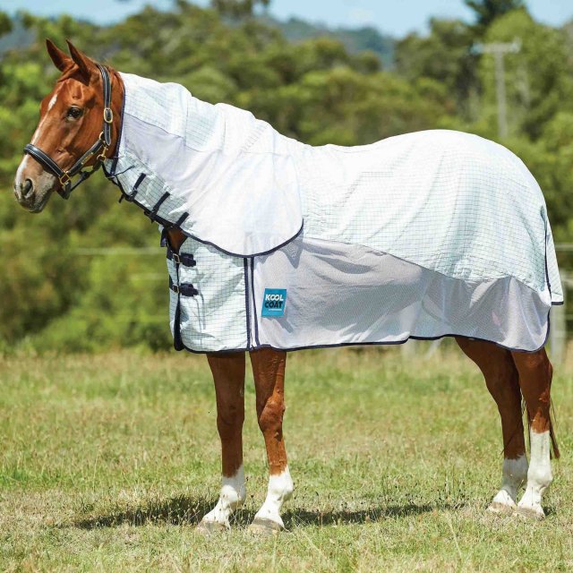 Weatherbeeta Horse Rugs Kool Coat Airstream with Hidden Surcingle III Combo Neck White/Navy