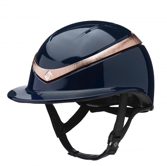 Charles Owen Charles Owen Halo Riding Hat Navy Gloss/Rose Gold