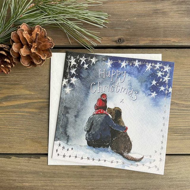 Alex Clark Alex Clark Dog and Girl Christmas Card