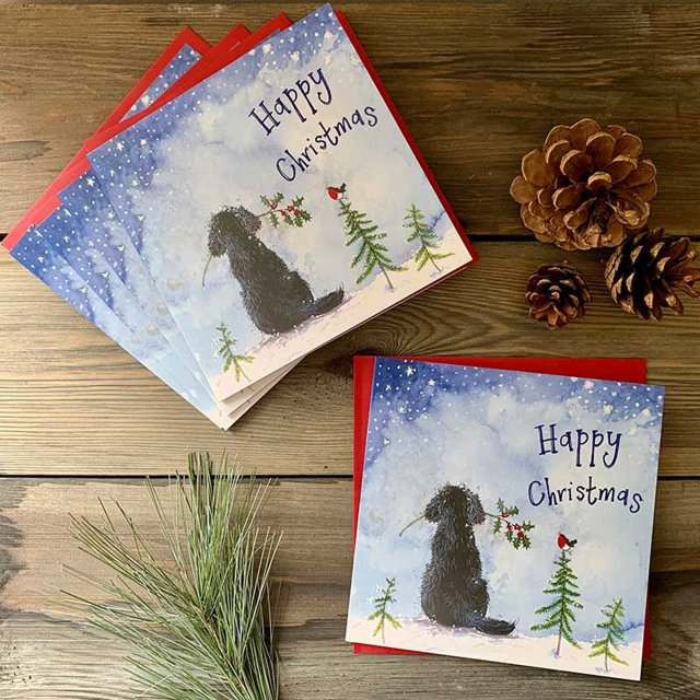 Alex Clark Alex Clark Dog and Holly Christmas Card Pack of 5