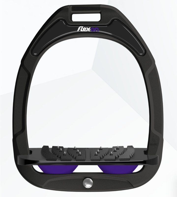 Flex-On Green Composite Inclined Ultra Grip Stirrups - Black/Black/Purple Flex-On Green Composite Inclined Ultra Grip Stirrups - Black/Black/Purple