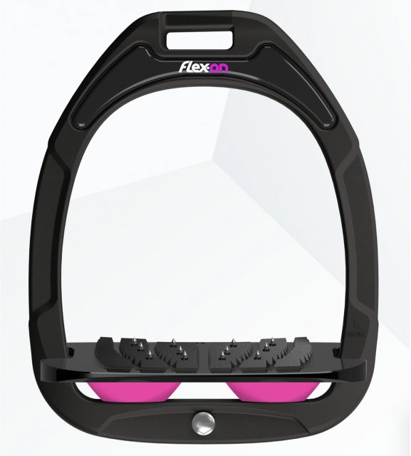 Flex-On Flex-On Green Composite Inclined Ultra Grip Stirrups - Black/Black/Pink