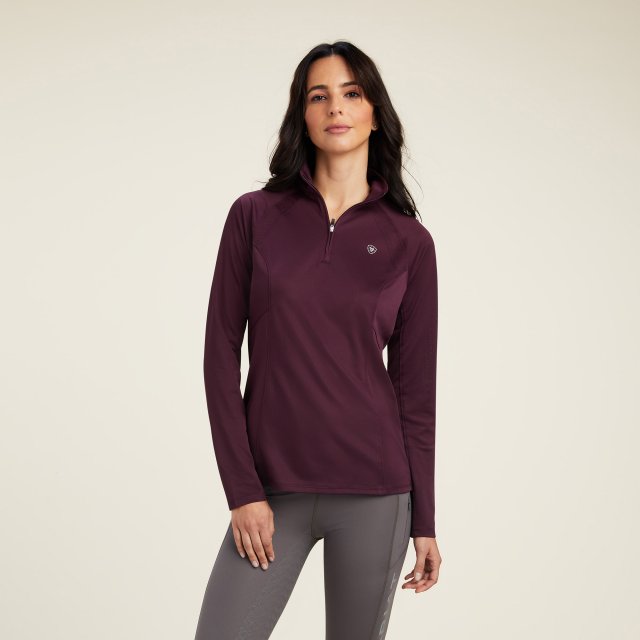 Ariat Riding Apparel Ariat Ladies Sunstopper 1/4 Zip Baselayer Mulberry