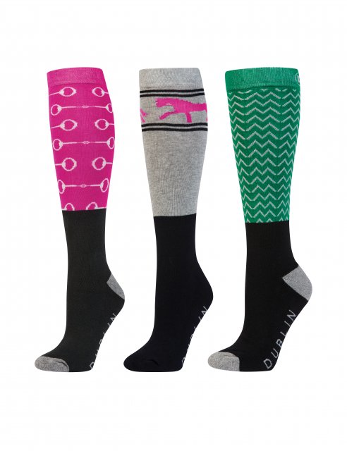Dublin  Dublin 3 Pack Socks Fuchsia Bits