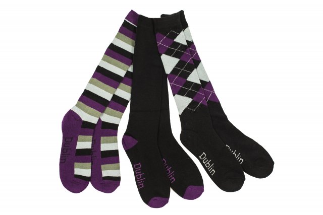 Dublin  Dublin 3 Pack Socks Black/Purple/Grey
