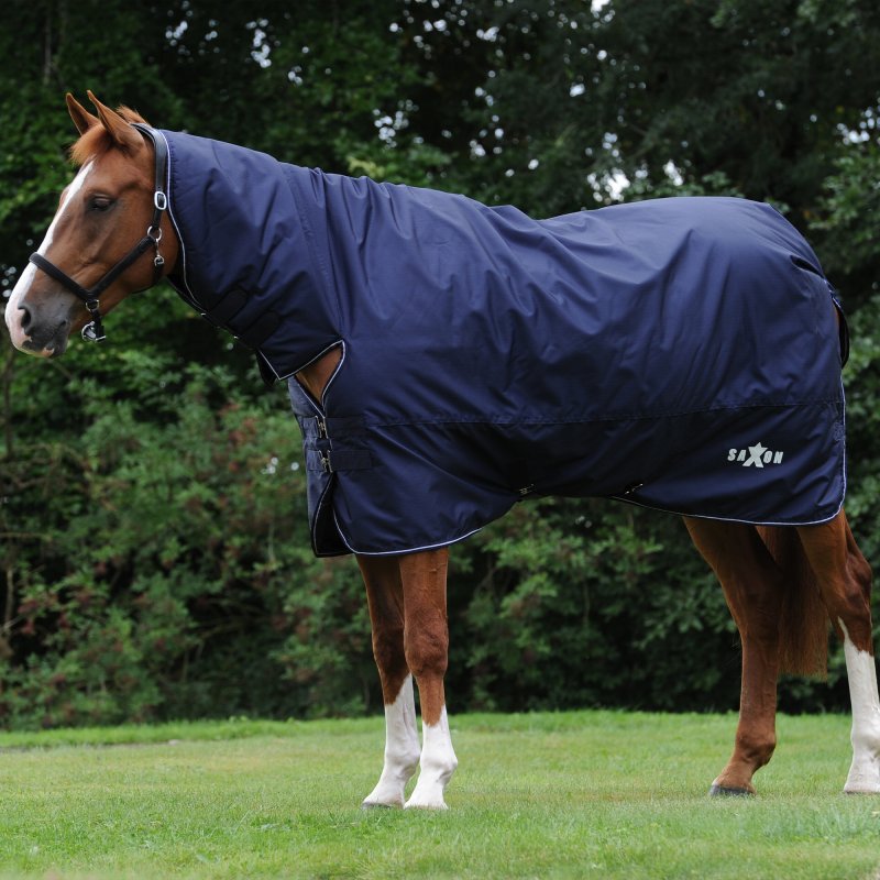 Saxon  Saxon Defiant 600D Combo Neck Heavy Navy/White Turnout Rug