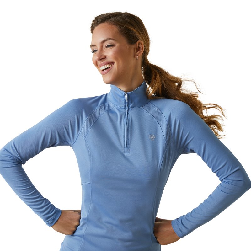 Ariat Riding Apparel Ariat Ladies Sunstopper 1/4 Zip Baselayer Ashleigh Blue