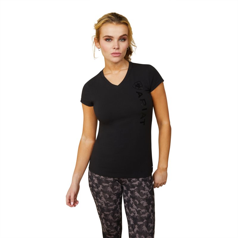 Ariat Riding Apparel Ariat Ladies Vertical Logo Tee Black