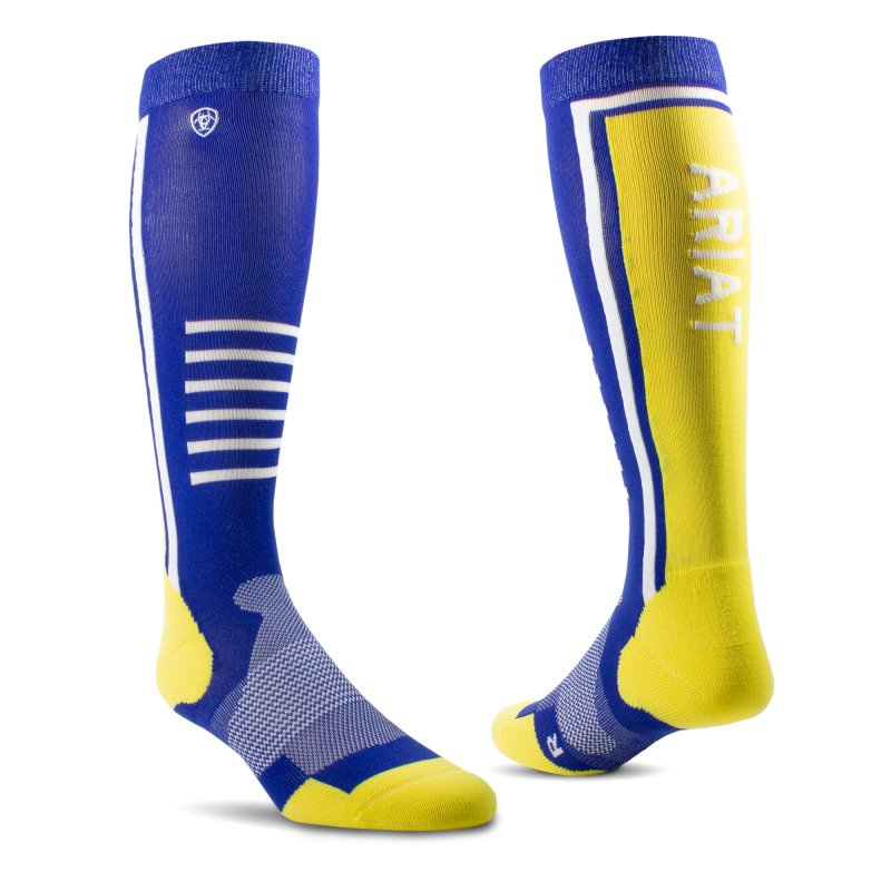 Ariat Riding Apparel AriatTek Slimline Performance Socks Surf The Web/Primrose