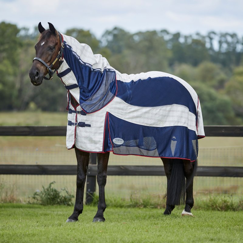 Weatherbeeta Horse Rugs Weatherbeeta Breeze IV with Surcingle Combo Neck White/Navy