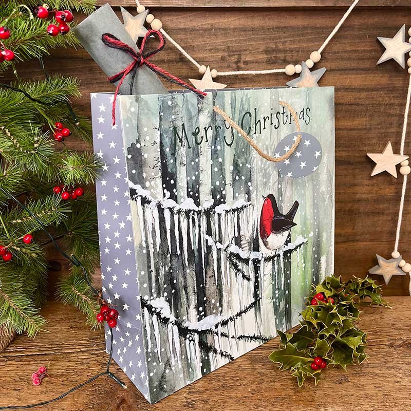 Alex Clark Alex Clark Robin and Icicles Large Christmas Gift Bag