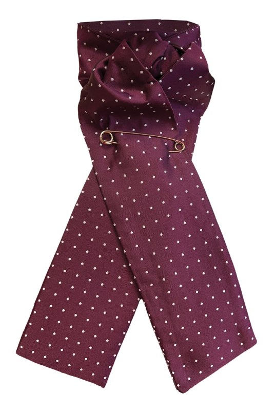Equetech Pin Spot Ready-Tied Stock Maroon/White Equetech Pin Spot Ready-Tied Stock Maroon/White