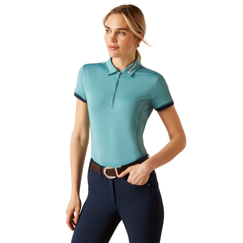 Ariat Riding Apparel Ariat Womens Bandera 1/4 Zip Polo Brittany Blue