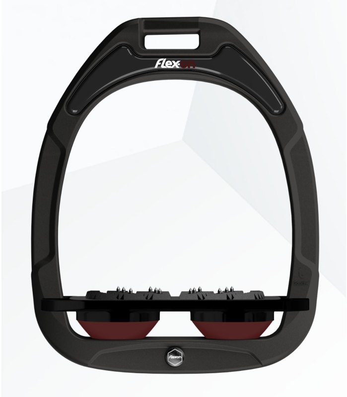 Flex-On Green Composite Inclined Ultra Grip Stirrups - Black/Black/Burgundy Flex-On Green Composite Inclined Ultra Grip Stirrups - Black/Black/Burgundy