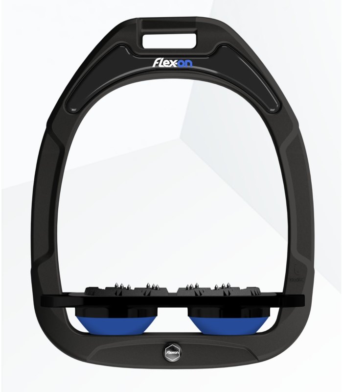 Flex-On Green Composite Inclined Ultra Grip Stirrups - Black/Black/Blue Flex-On Green Composite Inclined Ultra Grip Stirrups - Black/Black/Blue