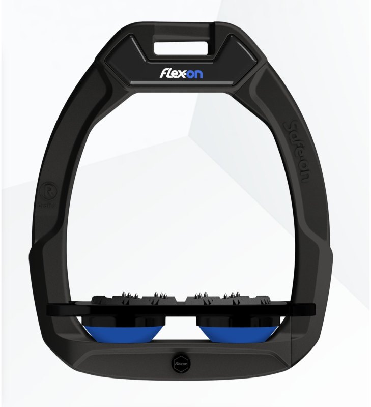 Flex On Safe-On Inclined Ultra Grip Safety Stirrups Black/Black/Blue Flex On Safe-On Inclined Ultra Grip Safety Stirrups Black/Black/Blue