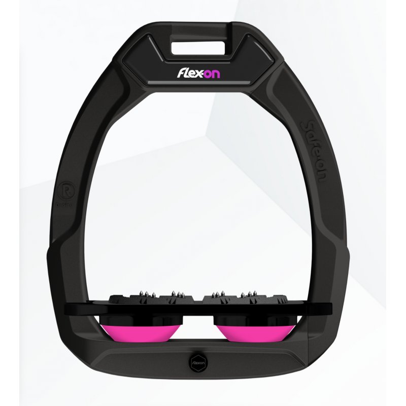 Flex-On Flex On Safe-On Inclined Ultra Grip Safety Stirrups Black/Black/Light Pink