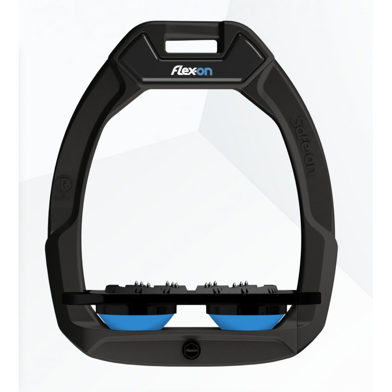 Flex-On Flex On Safe-On Inclined Ultra Grip Safety Stirrups Black/Black/Light Blue