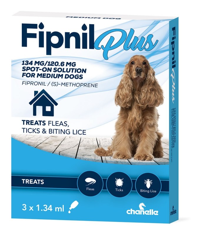 Chanelle Fipnil Plus Spot On For Medium Dogs 10 - 20 kg 3 Pipettes Chanelle Fipnil Plus Spot On For Medium Dogs 10 - 20 kg 3 Pipettes