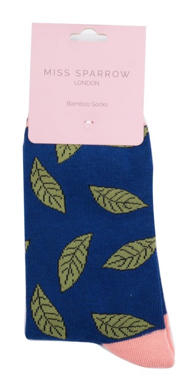 Miss Sparrow Leaves Socks Navy Miss Sparrow Leaves Socks Navy