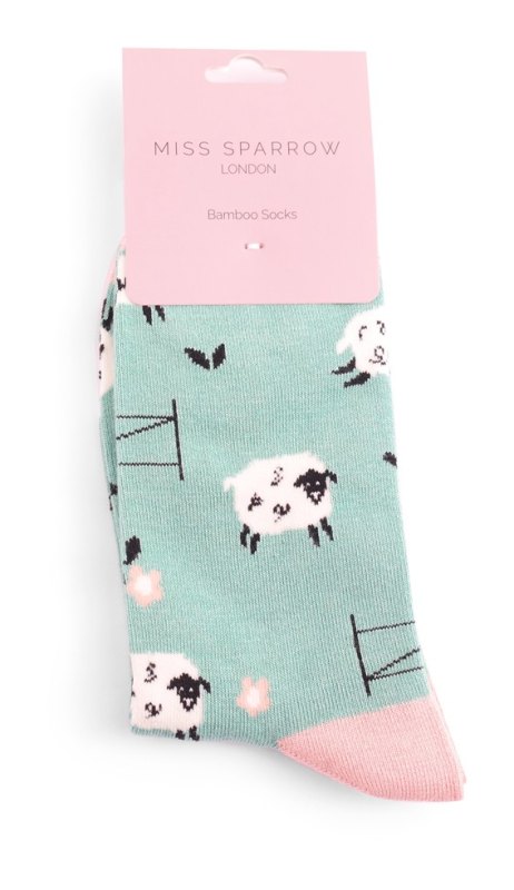 Miss Sparrow Jumping Sheep Socks Duck Egg Miss Sparrow Jumping Sheep Socks Duck Egg