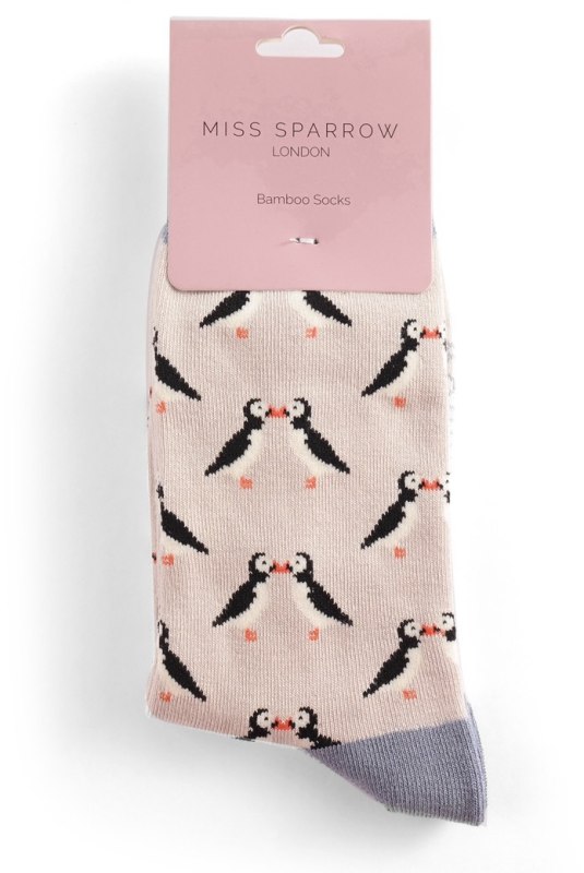 Miss Sparrow Kissing Puffins Socks Silver Miss Sparrow Kissing Puffins Socks Silver