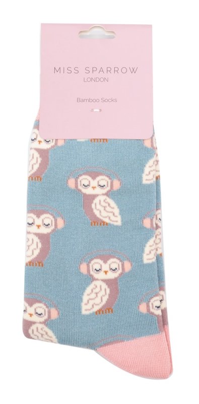 Miss Sparrow Funky Owls Socks Duck Egg Miss Sparrow Funky Owls Socks Duck Egg