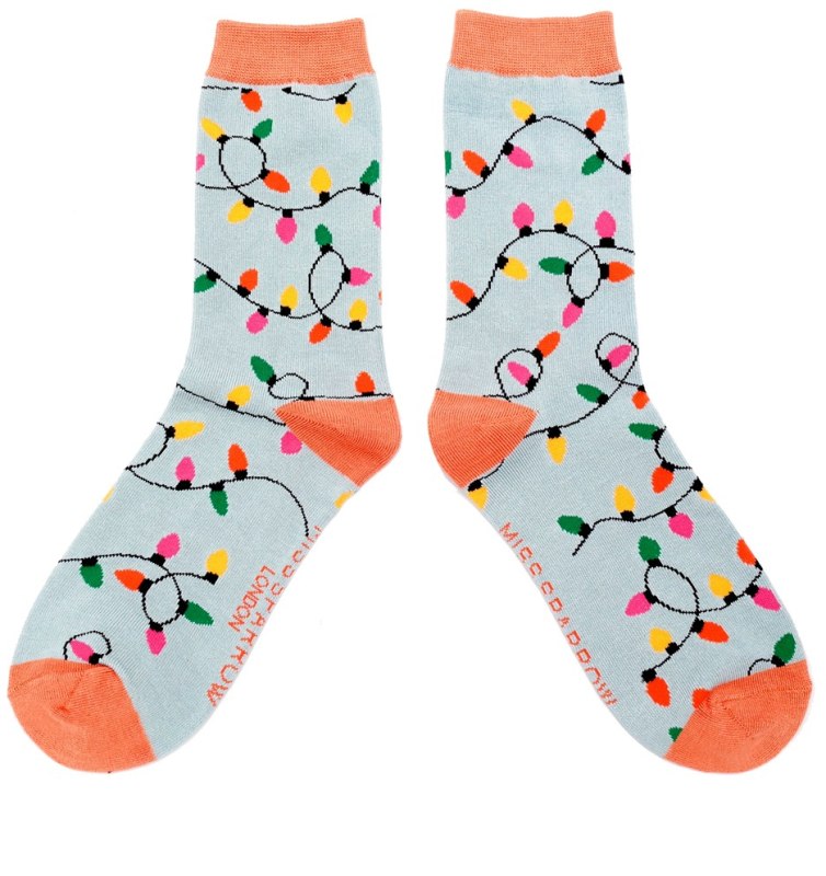 Miss Sparrow Christmas Lights Socks Duck Egg Miss Sparrow Christmas Lights Socks Duck Egg