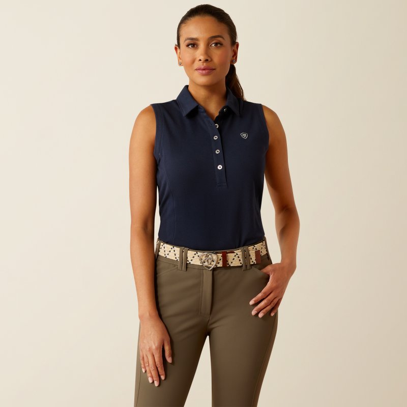 Ariat Riding Apparel Ariat Womens Prix 3.0 Sleeveless Polo Navy Eclipse